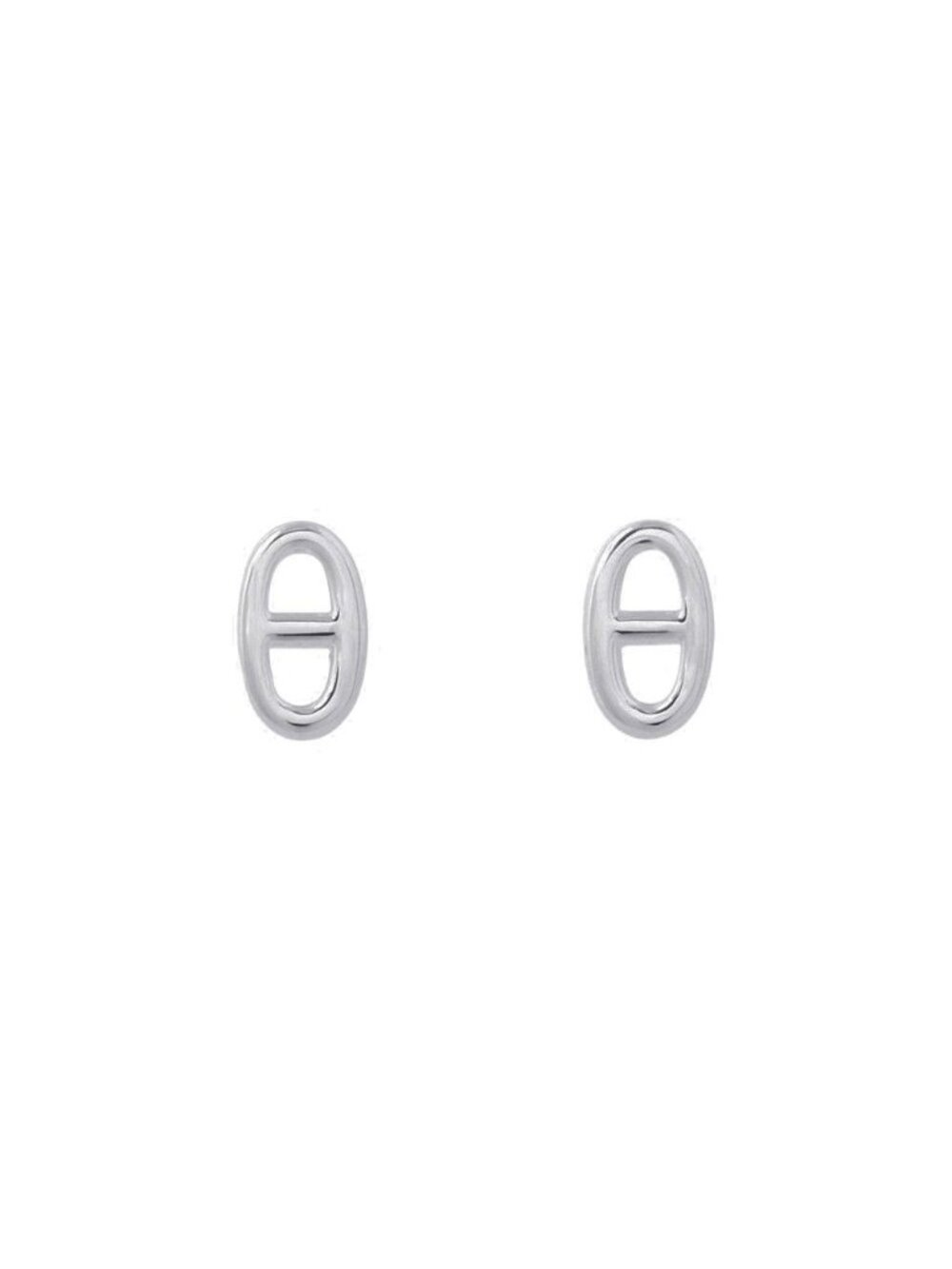 Hermes Earrings Farandole Chaine D'ancre Motif Silver Stud